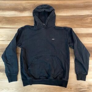Only NY Slub Cotton Hoodie Mens Small Faded Black Streetwear Logo Pullover